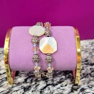 BRIGHTON RETIRED 2 STRAND MOTHER OF PEARL BRACLET NWOT